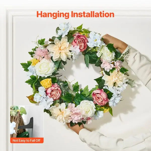 Decorative Wreath 24 in White Pink Yellow Peonies Hydrangeas Year Round Wreath