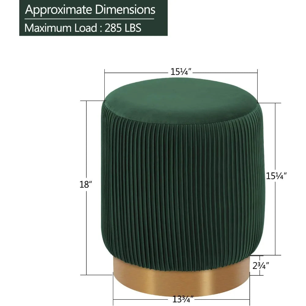 Huanzhuang Velvet Round Ottoman Vanity Stool Footrest