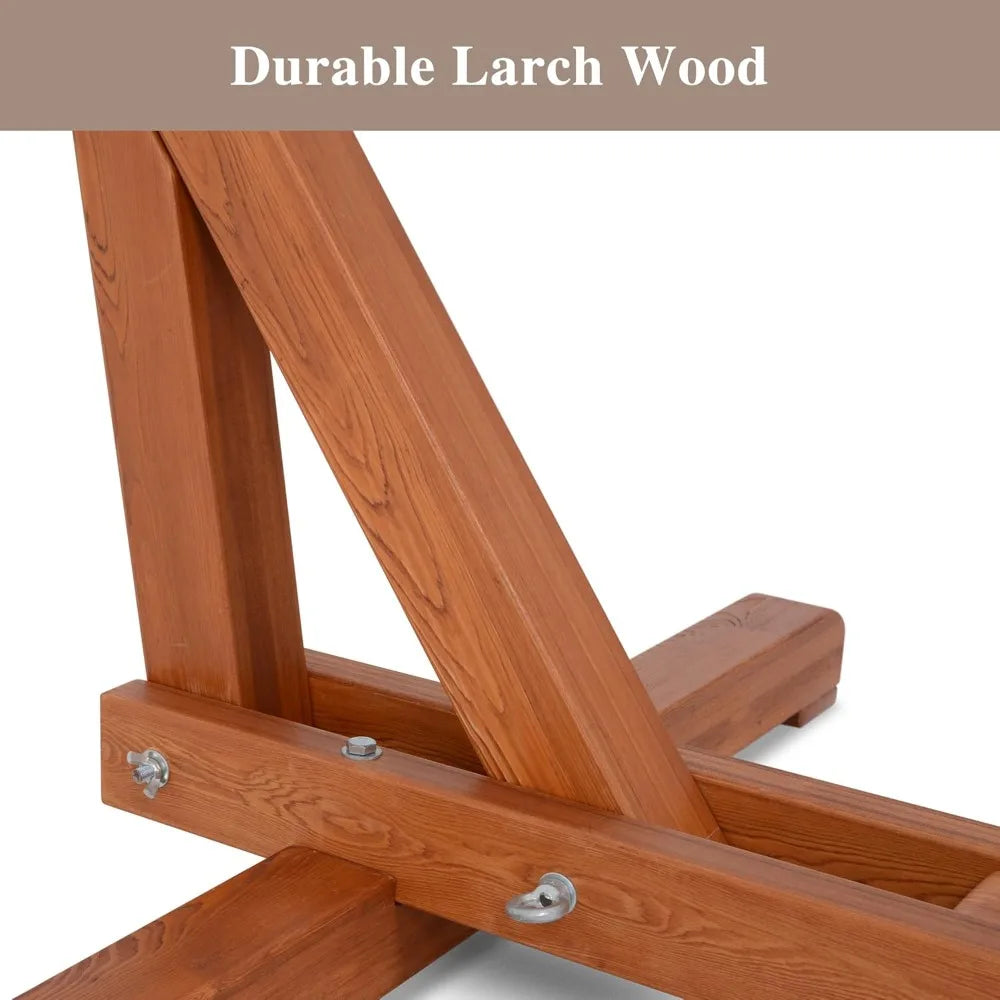 SUNCREAT Adjustable 12-14 ft Wooden Hammock Stand, Outdoor Larch Wood Hammock Stand Only, 475 lbs Capacity