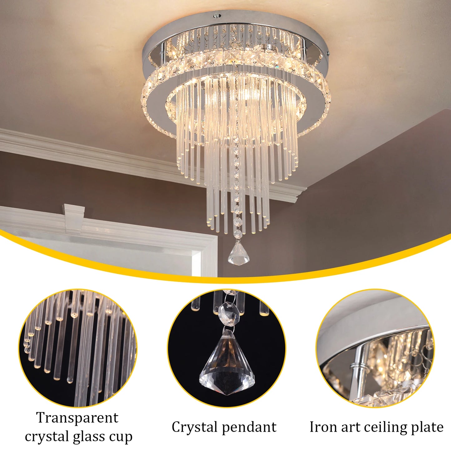 Drop Crystal Pendant Light Led Chandelier Living Dining Room Ceiling Lamp Dining Room Plafon Indoor Hanging Light Lustre Bedroom