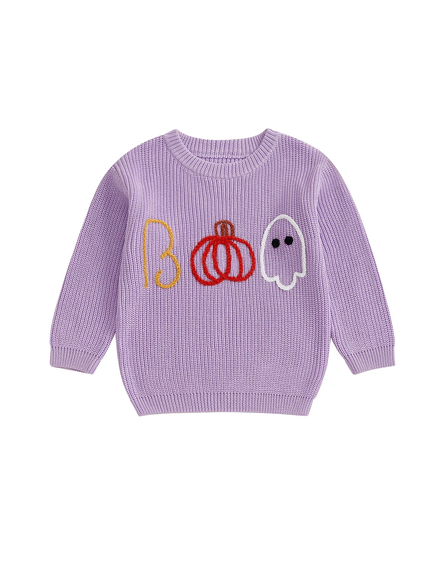 Adorable Halloween-themed Baby Sweater with Spooky Ghost and Pumpkin Embroidery Cozy Toddler Knitwear for Warmth and Style