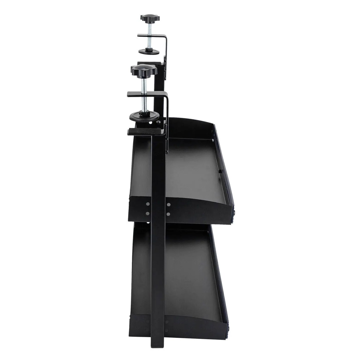 Desktop or Under-Desk Shelf Clamp-on 2-Tier Shelving W/ Adjustable Storage Tray