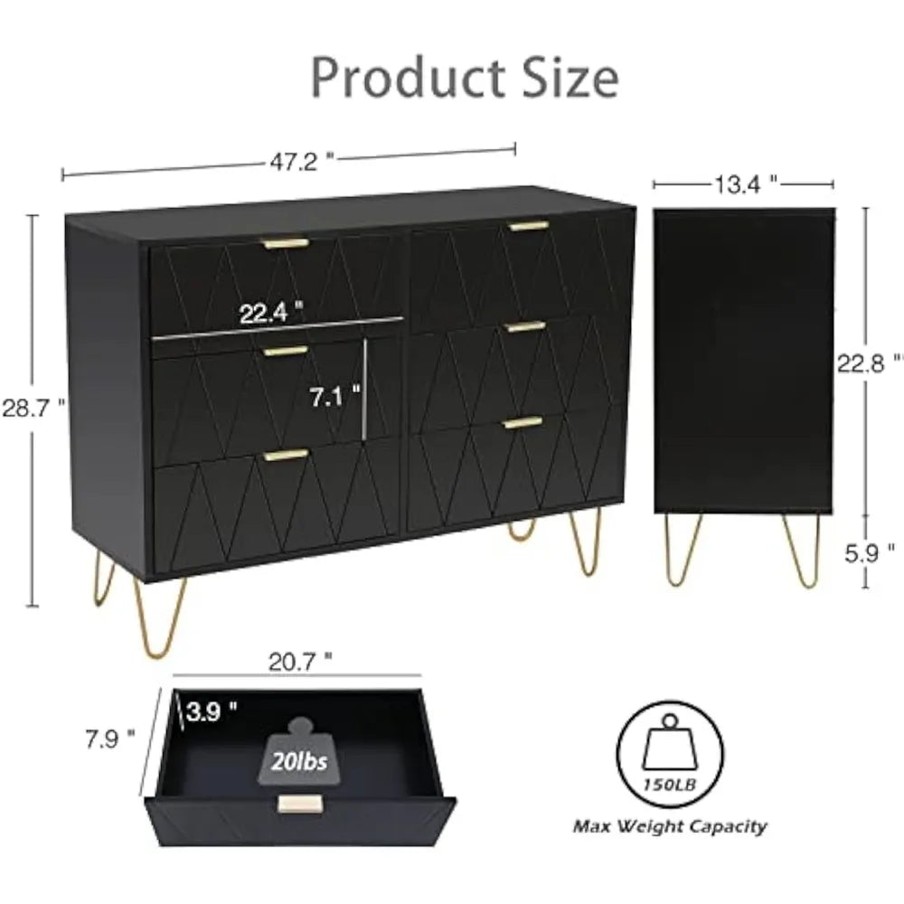 Black Three Piece Bedroom Set With Nightstands And Dresser