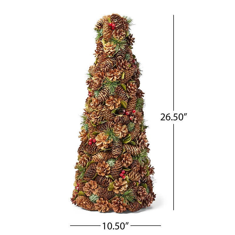 Tabletop PINE CONE TREE , Mini Tree with Pine Cone Ornaments for Home Desktop Xmas Tabletop Decoration