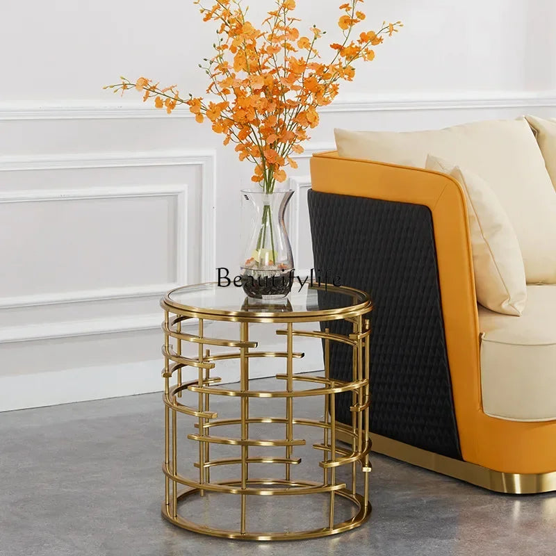 LJY*light luxury corner few stainless steel gold-plated living room few