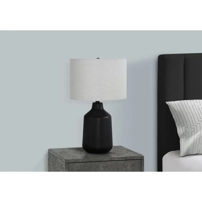Contemporary 24" Table Lamp - Black Concrete Base & Grey Shade - Modern Lighting Solution for Home Décor
