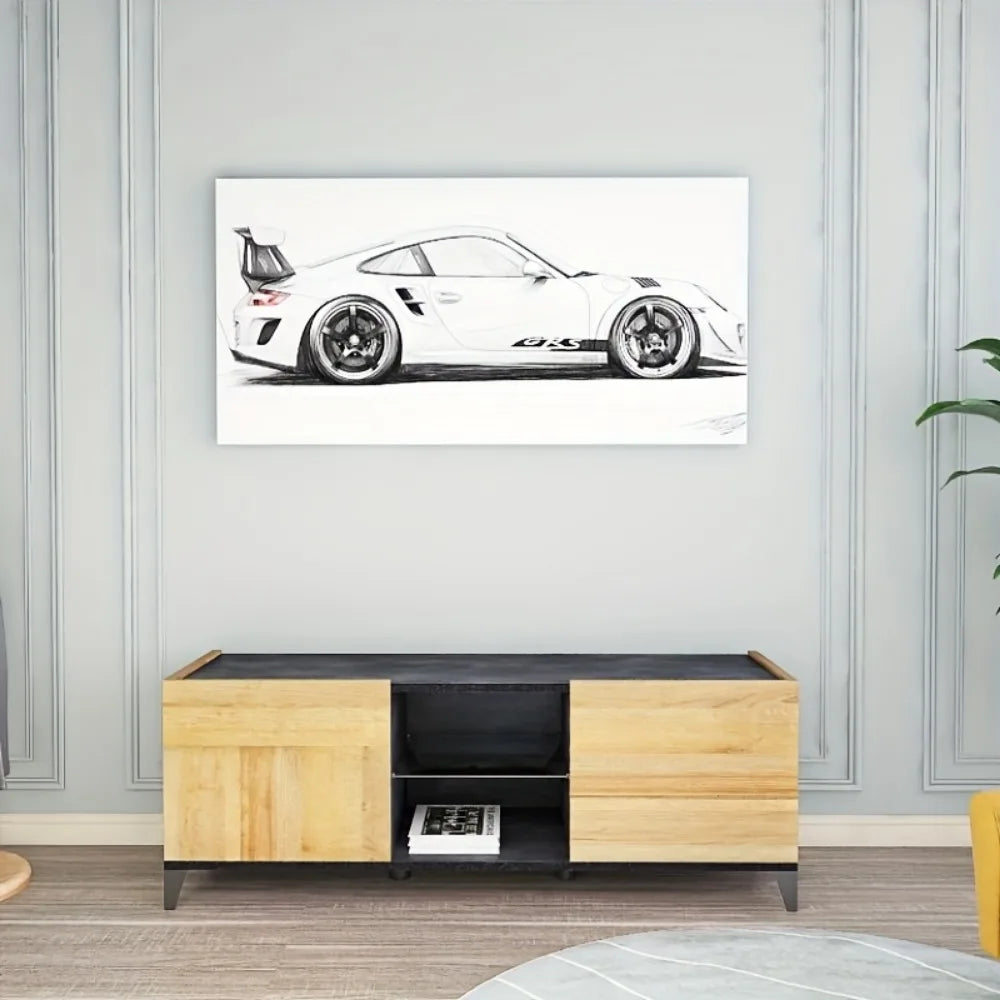 Supercar Art Print Decor Poster With Solid Wood Frame