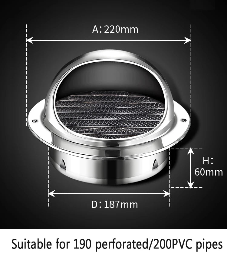 Stainless Steel Wall Ceiling Air Vent Ducting Ventilation Exhaust Grille Cover Outlet Heating Cooling Waterproof Vents Cap