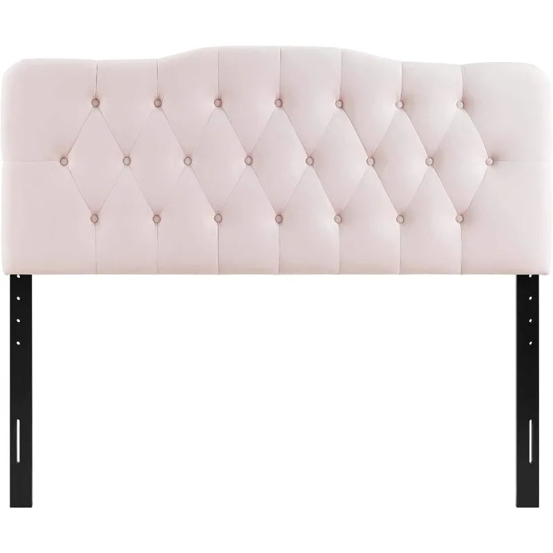 Modway Annabel Diamond Tufted Performance Velvet Full Headboard in Pink