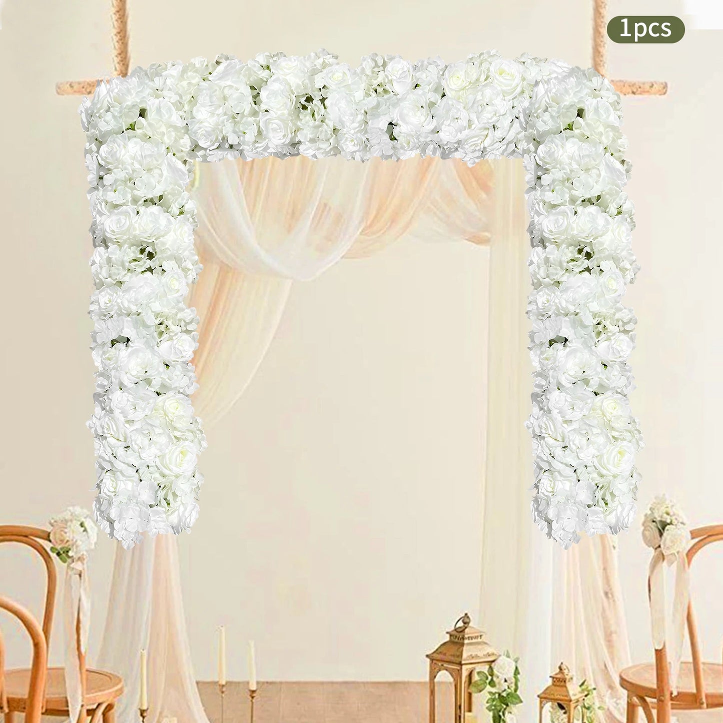 Artificial Flower Arch Decor 39.37 Inch Artificial Silk White Rose Flower Garlands for Wedding Ceremony and Reception Backdrop