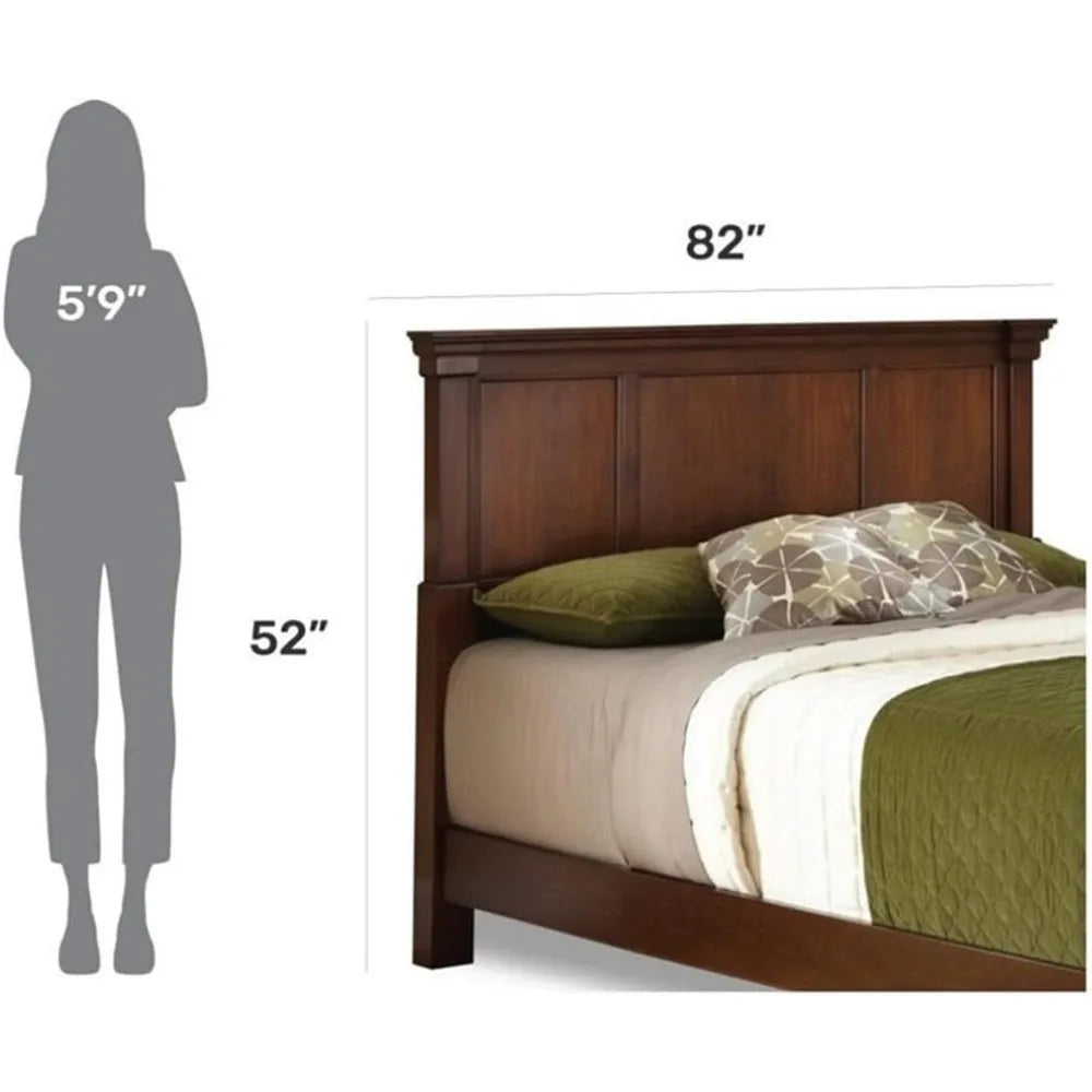 52" x 82" Traditional Wood King Headboard with Recessed Frame Moldings and Carved Detailed, Some Assembly Required, in Warm Che