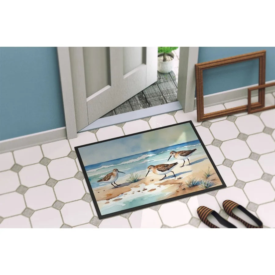 Sandpipers Hunting Doormat Front Door Mat Indoor Outdoor Rugs for Entryway Non Slip Washable Low Pile 24H X 36W