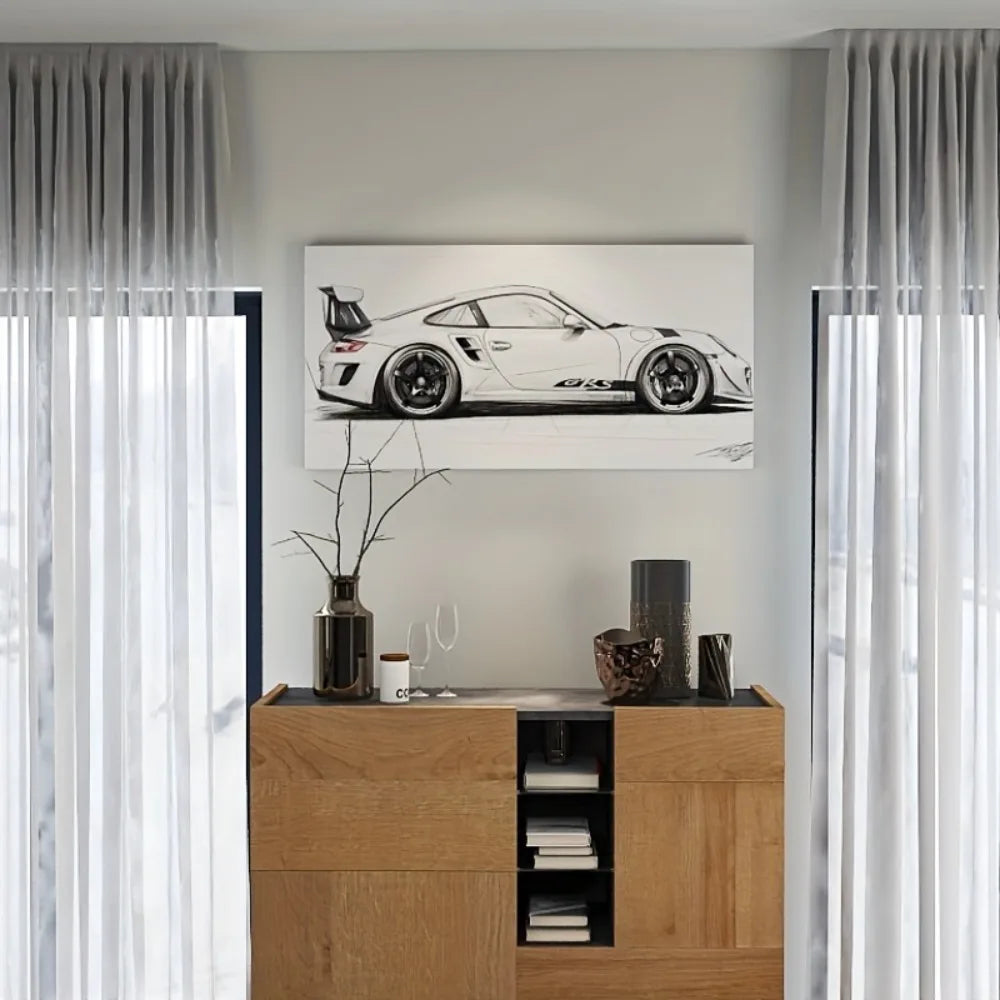 Supercar Art Print Decor Poster With Solid Wood Frame