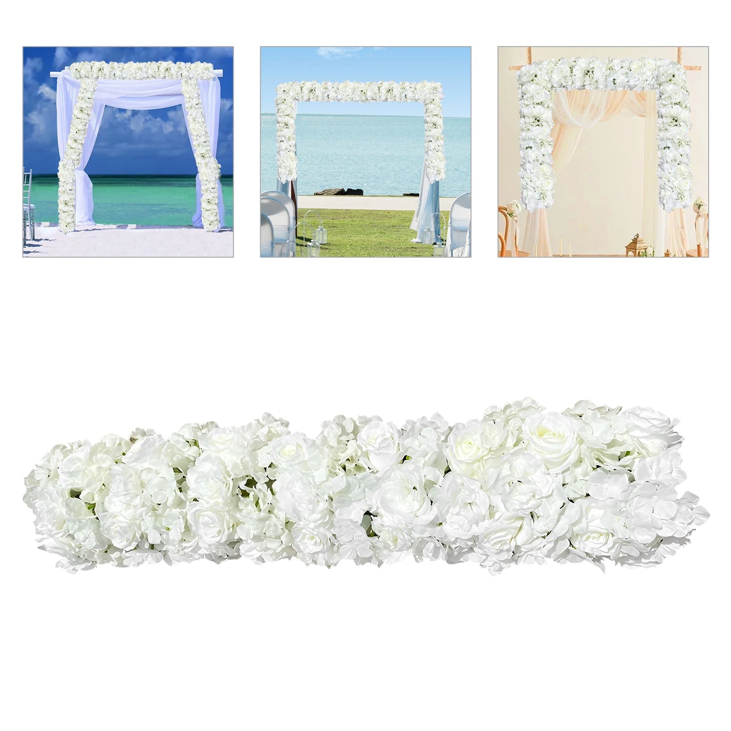 Artificial Flower Arch Decor 39.37 Inch Artificial Silk White Rose Flower Garlands for Wedding Ceremony and Reception Backdrop