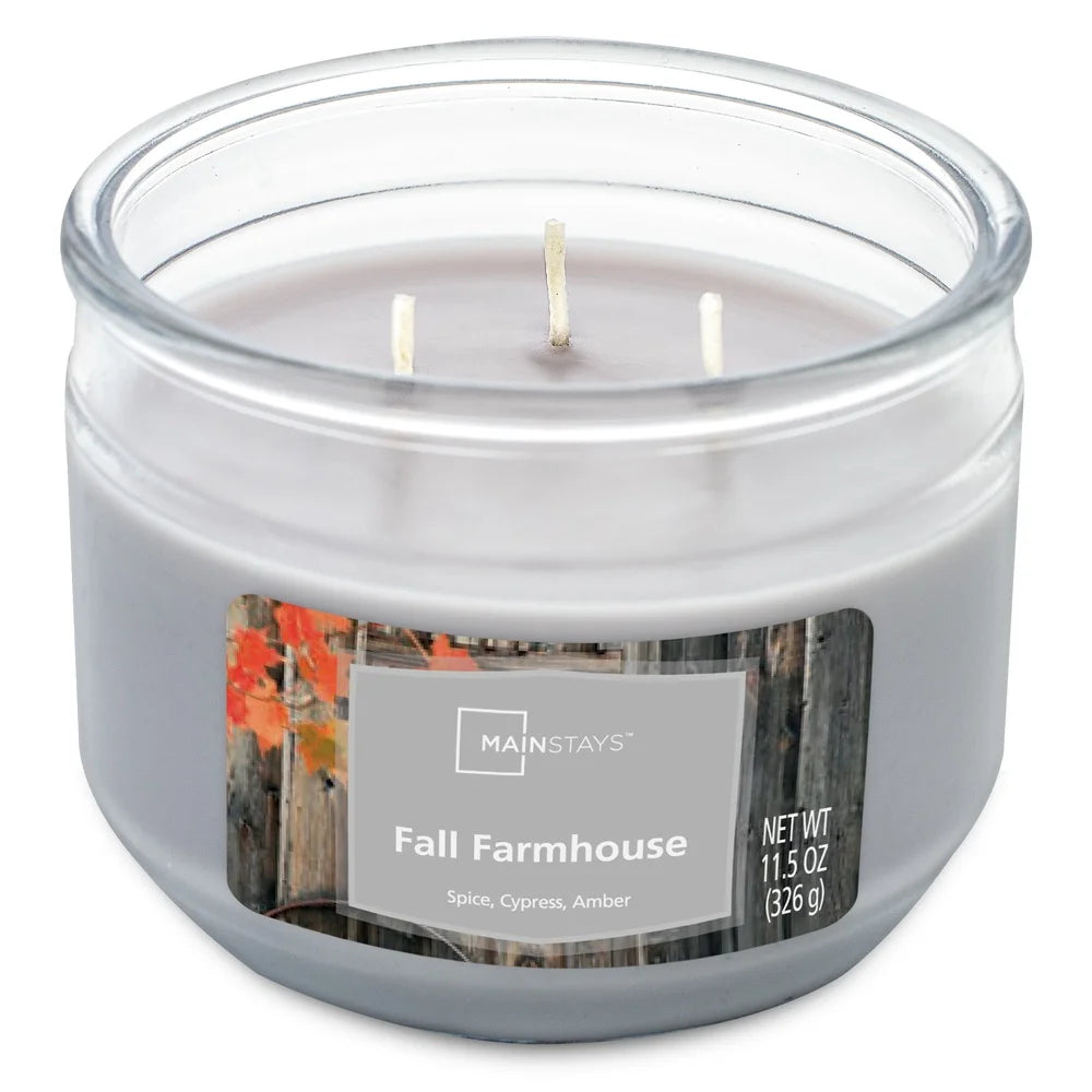 3 Pack Fall Farmhouse Scented Candle 11.5oz 3 Wick Paraffin Wax Bourbon Brown Sugar Pecan Gift Idea Perfect Home Decor