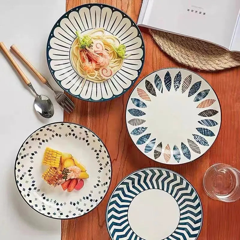 Round Ceramic Plate Set - Elegant Plate Set for Dining