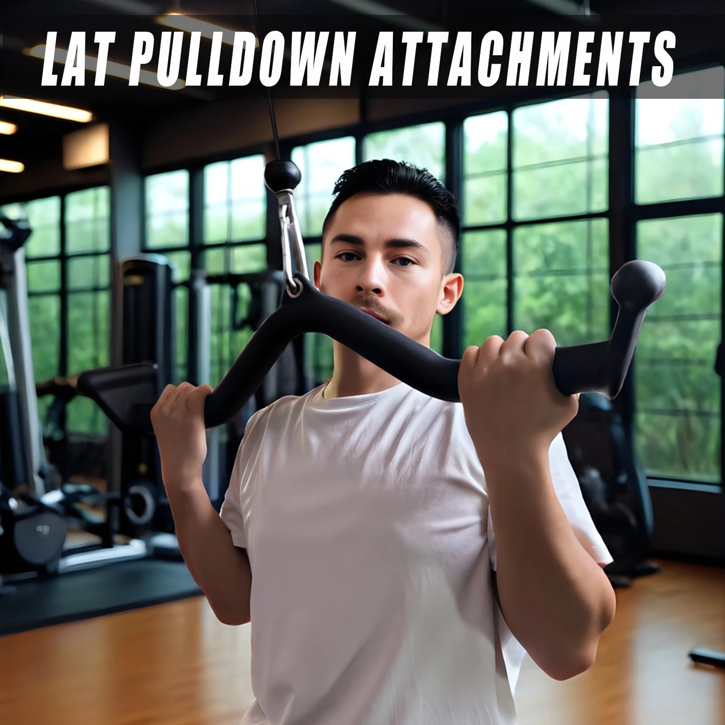 Lat Pull Down Bar T bar Row Attachment，V Bar Tricep Lat Pulldown Attachments, Back Strength Training Bar for Home Gym Exercise C