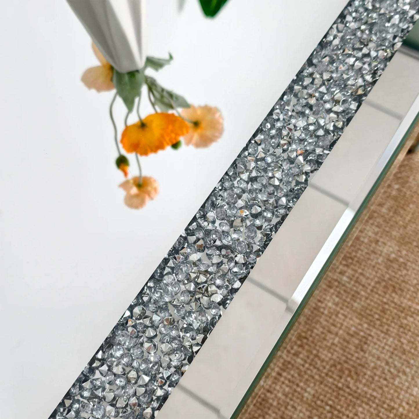 Finishes Crushed Diamond Coffee Table With Mirrored Finish