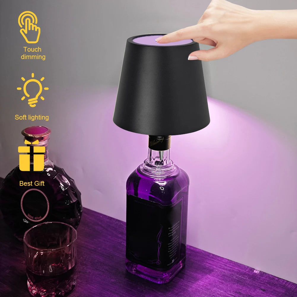 Cordless Dimmable Touch Control Portable Desk Lamp USB Rechargeable with Unique Bottle Design for Home and Bar