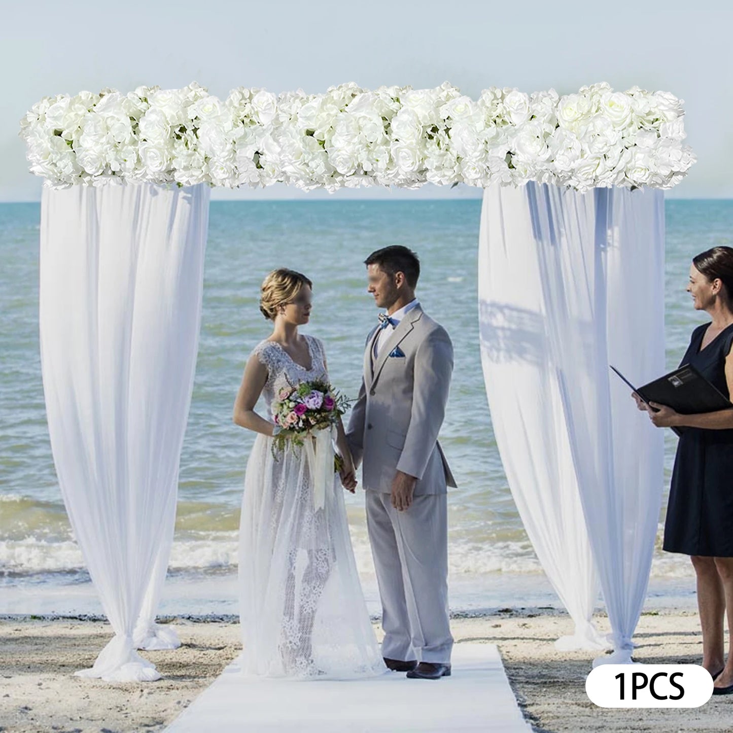 Artificial Flower Arch Decor 39.37 Inch Artificial Silk White Rose Flower Garlands for Wedding Ceremony and Reception Backdrop