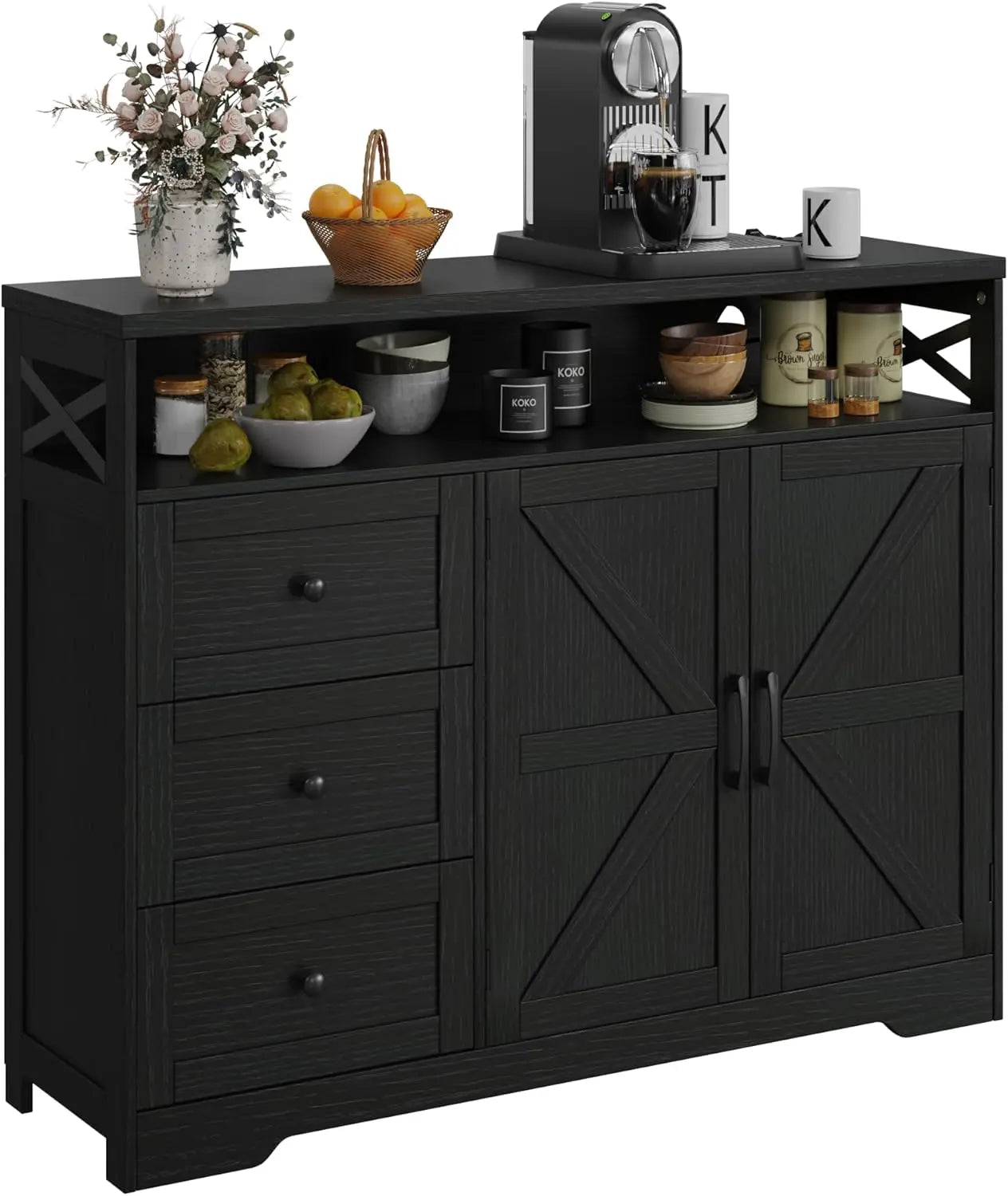 Vabches Buffet Cabinet Wooden Sideboard Cabinet with Drawers&Storage Cabinet Kitchen Cabinet Coffee Bar Cabinet for Dining Room