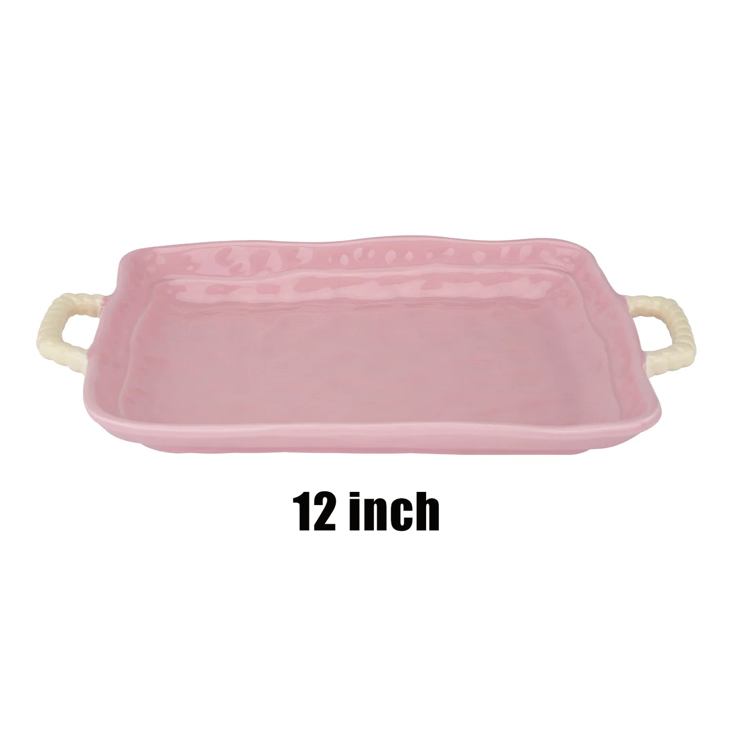 Ceramic Salad Plates 12 Inch Rectangular Dessert Porcelain
