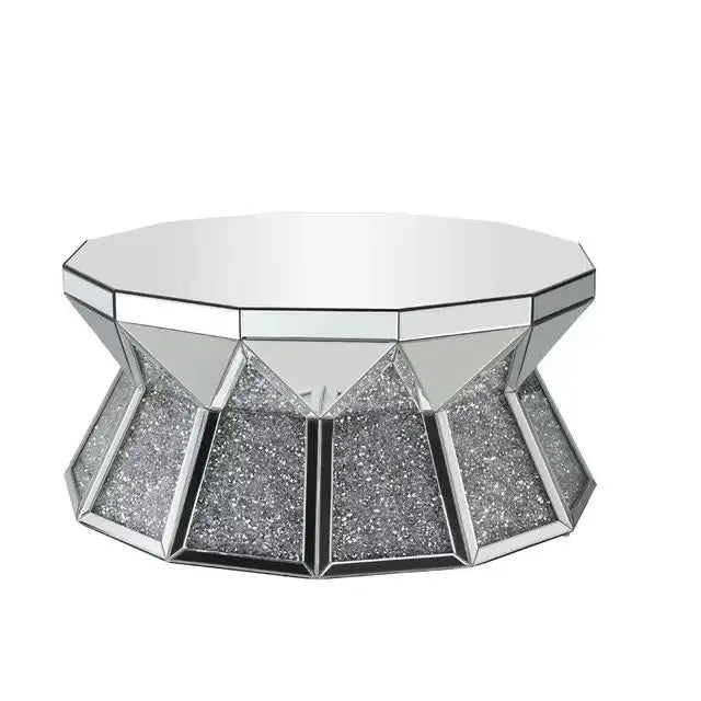 Diamond Glass Mirror Coffee Table For Modern Living Room