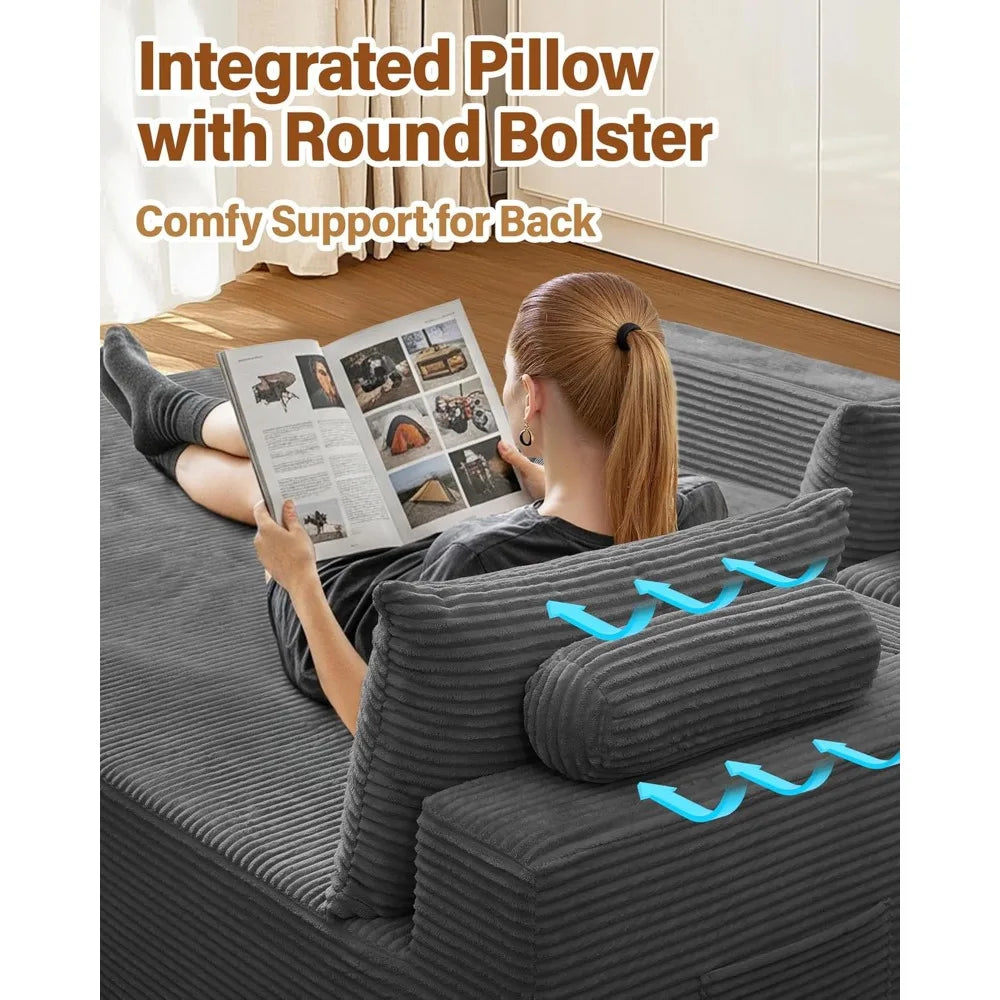 Couches for Living Room with Chaise: Cover Removable to Clean - Boneless Couch - 1200lbs Weight Capacity - Cloud Couch