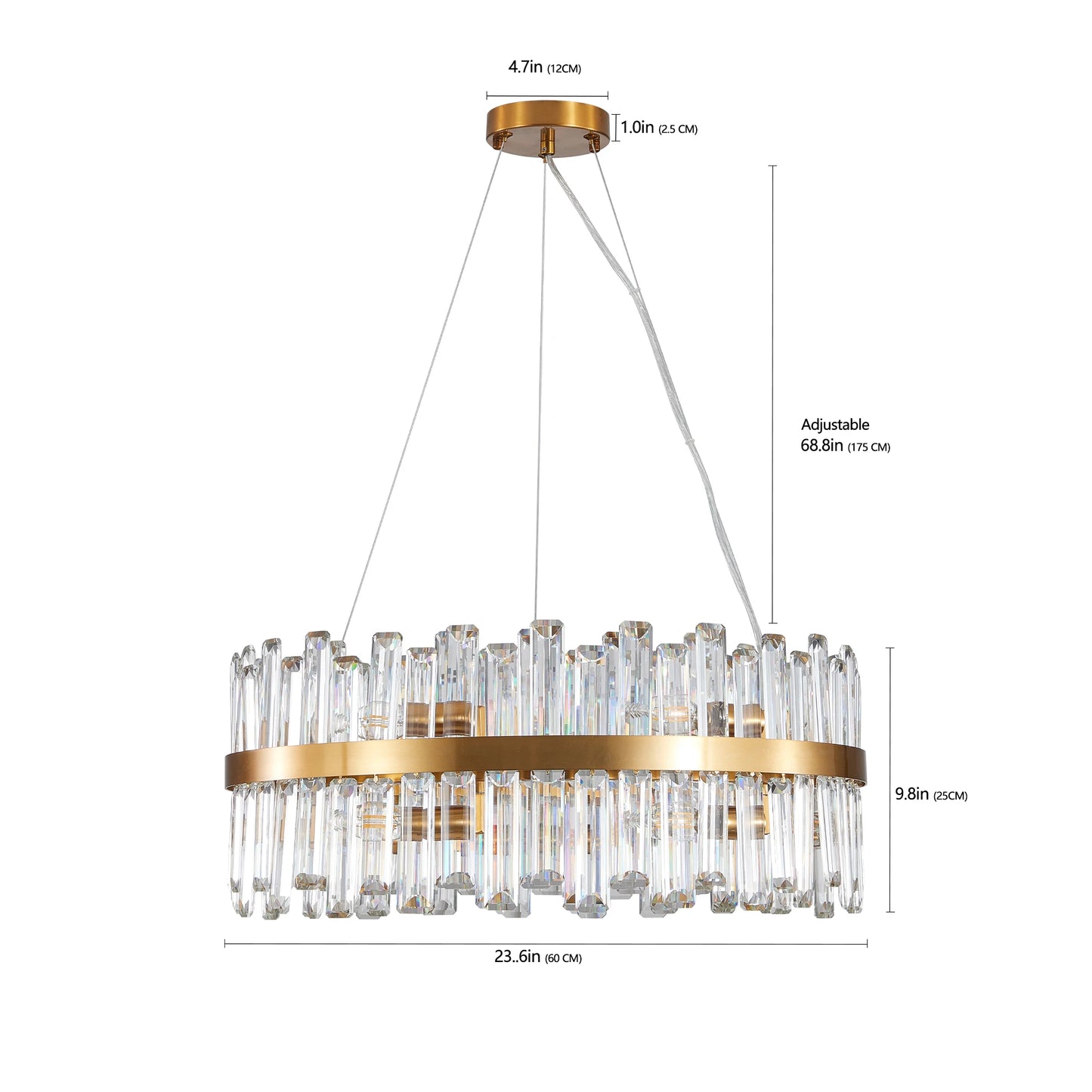 23.6 Inch Luxury Chandeliers Crystal lamp Living Room Bedroom Decorative Lights Modern Dining Room Lighting(Bulbs Not Included)