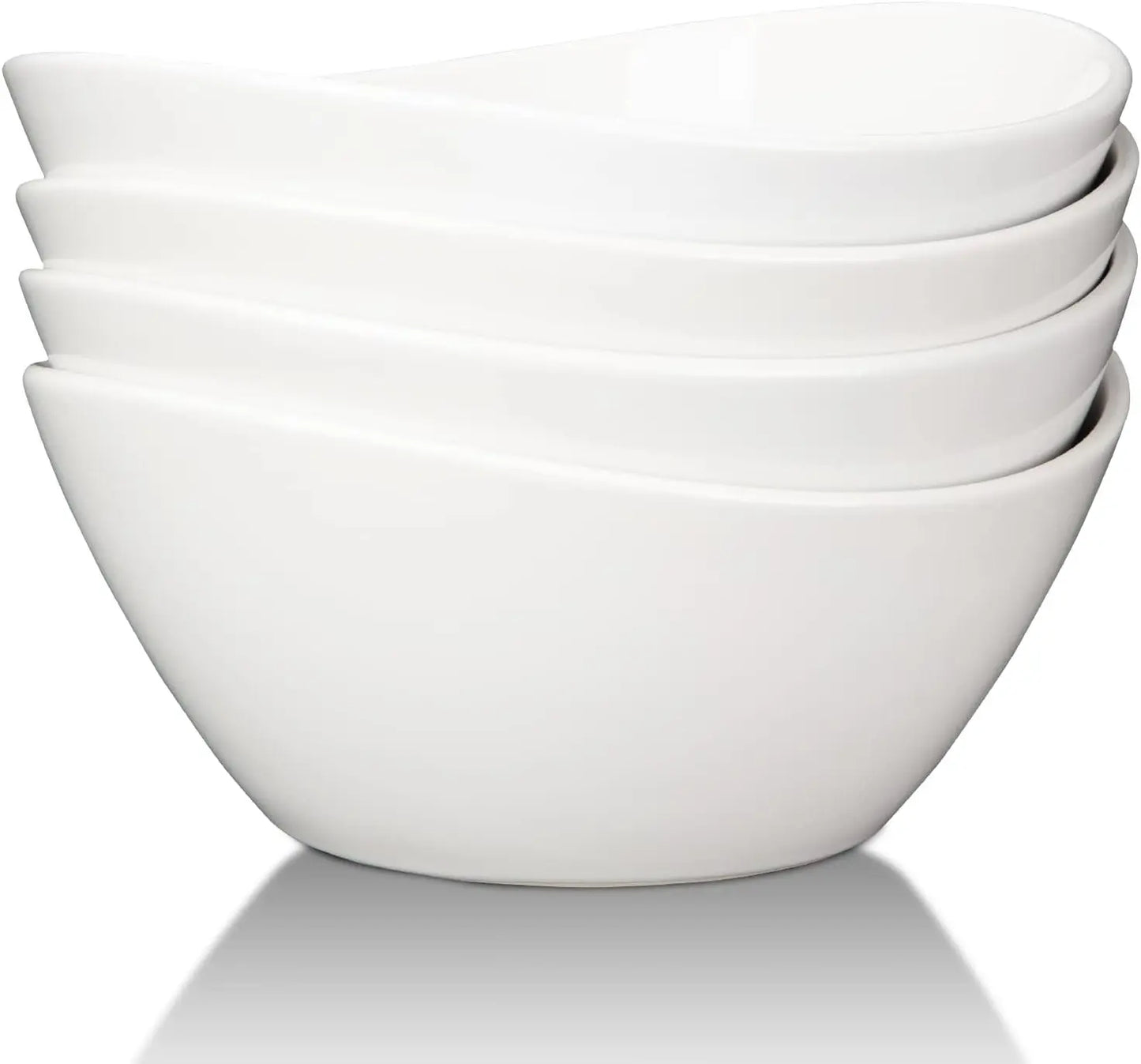 8" Serving Bowls, 42 Oz Porcelain Bowls Set of 4, Large Oval Ceramic Dessert Bowlsfor Salad Ice Cream Snacks Cereal Pasta Soup