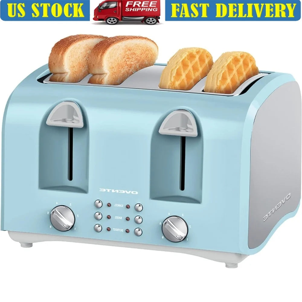 XMSJ Extra Wide Slots 1400W Toaster Dual Controls High Lift