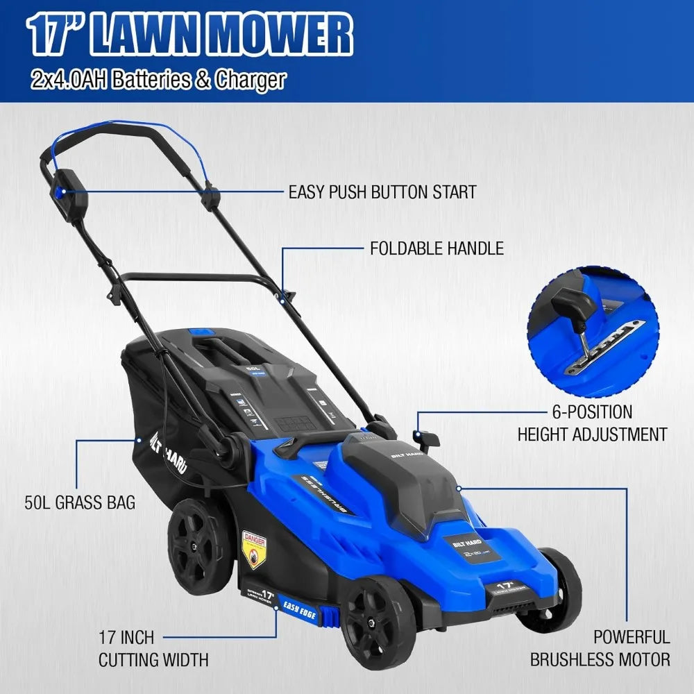 40V Brushless Cordless Lawn Mower 2 In 1 Electric Power