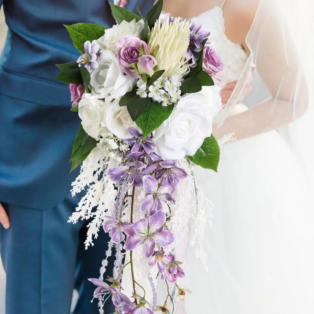 Bridal Bouquet Cascading, Wedding Bouquets for Bride, Bride Bouquets for Wedding Ceremony and Anniversary Artificial