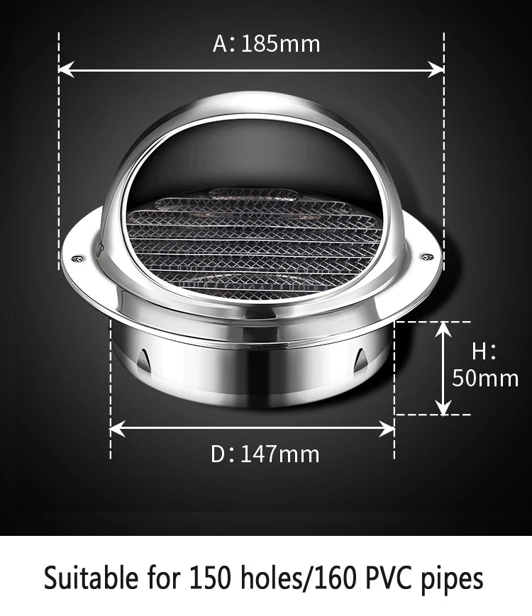 Stainless Steel Wall Ceiling Air Vent Ducting Ventilation Exhaust Grille Cover Outlet Heating Cooling Waterproof Vents Cap