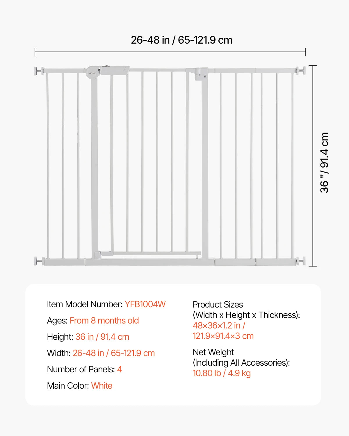 SucceBuy Baby Gate Walk Through Pressure Mount For Doorways