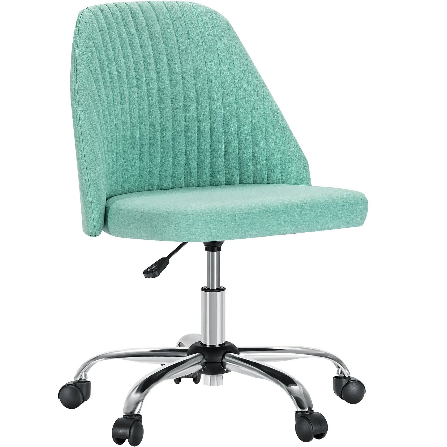 JHK Armless Small Desk Office Chair Cute Vanity Swivel Chair with Back Modern Fabric with Wheels Swivel Task Home Gaming Chair