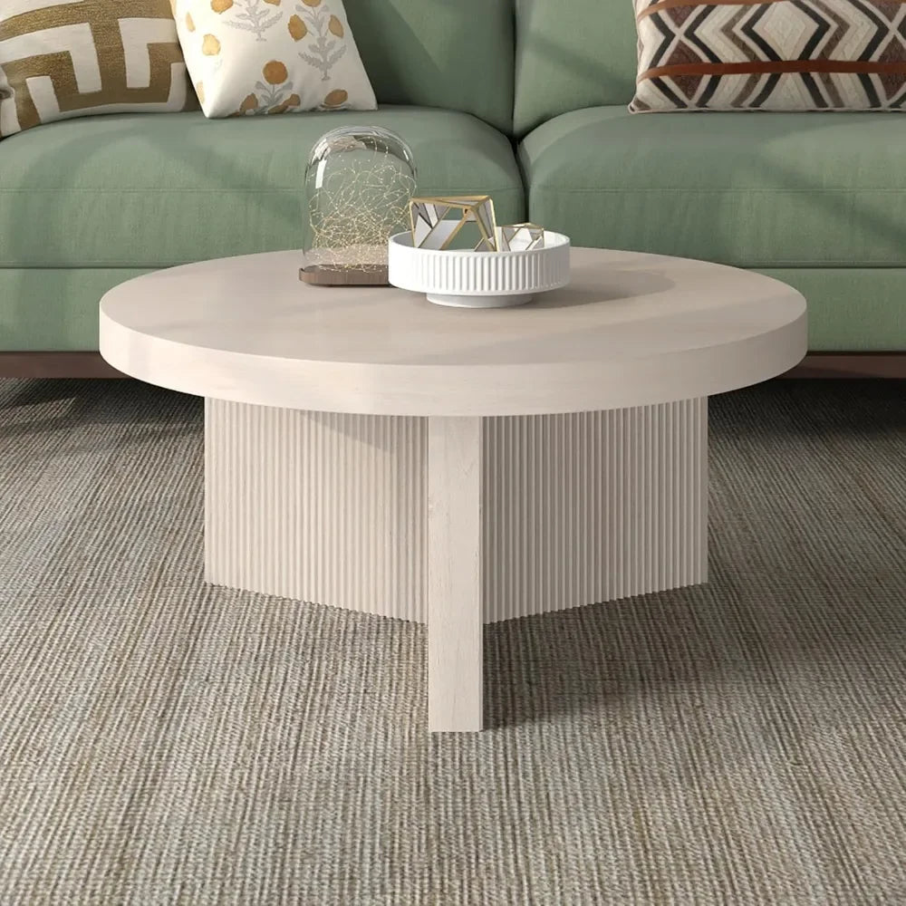 Coffee Table, 32" Wide,Table is made of high-quality and durable MDF and PVC materials,White,Living Room Furniture