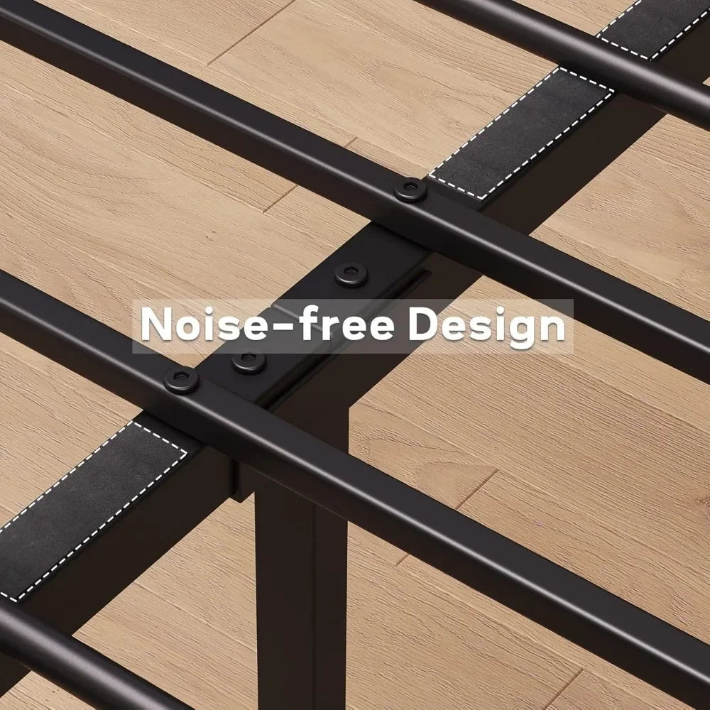 Bed Frame with Wooden Headboard and Footboard, Metal Full Bed Platform No Box Spring Needed, 14 inch Easy to Assemble Noise