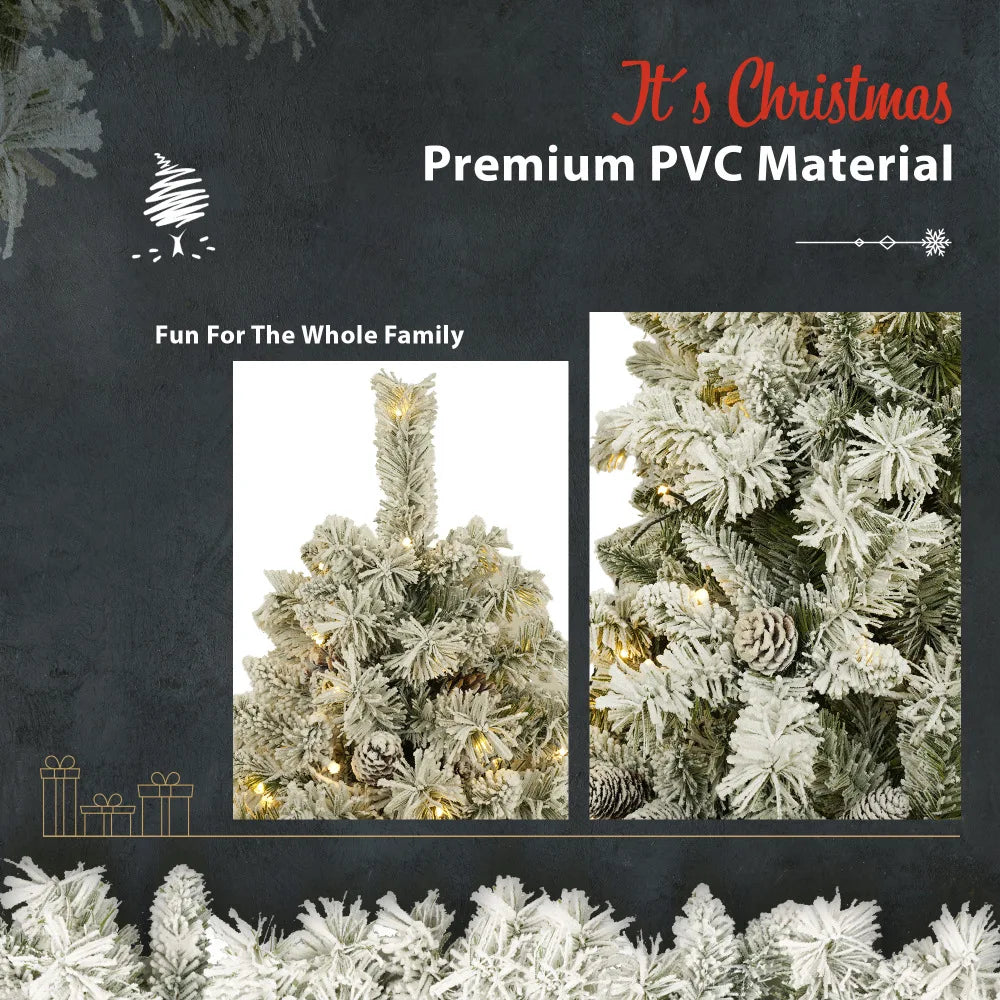 Pre-lit Xmas Tree Artificial Christmas 4-Piece Set: Garland, Wreath,  2 Entrance Trees with LED Lights. Compact X-mas Decor Set.