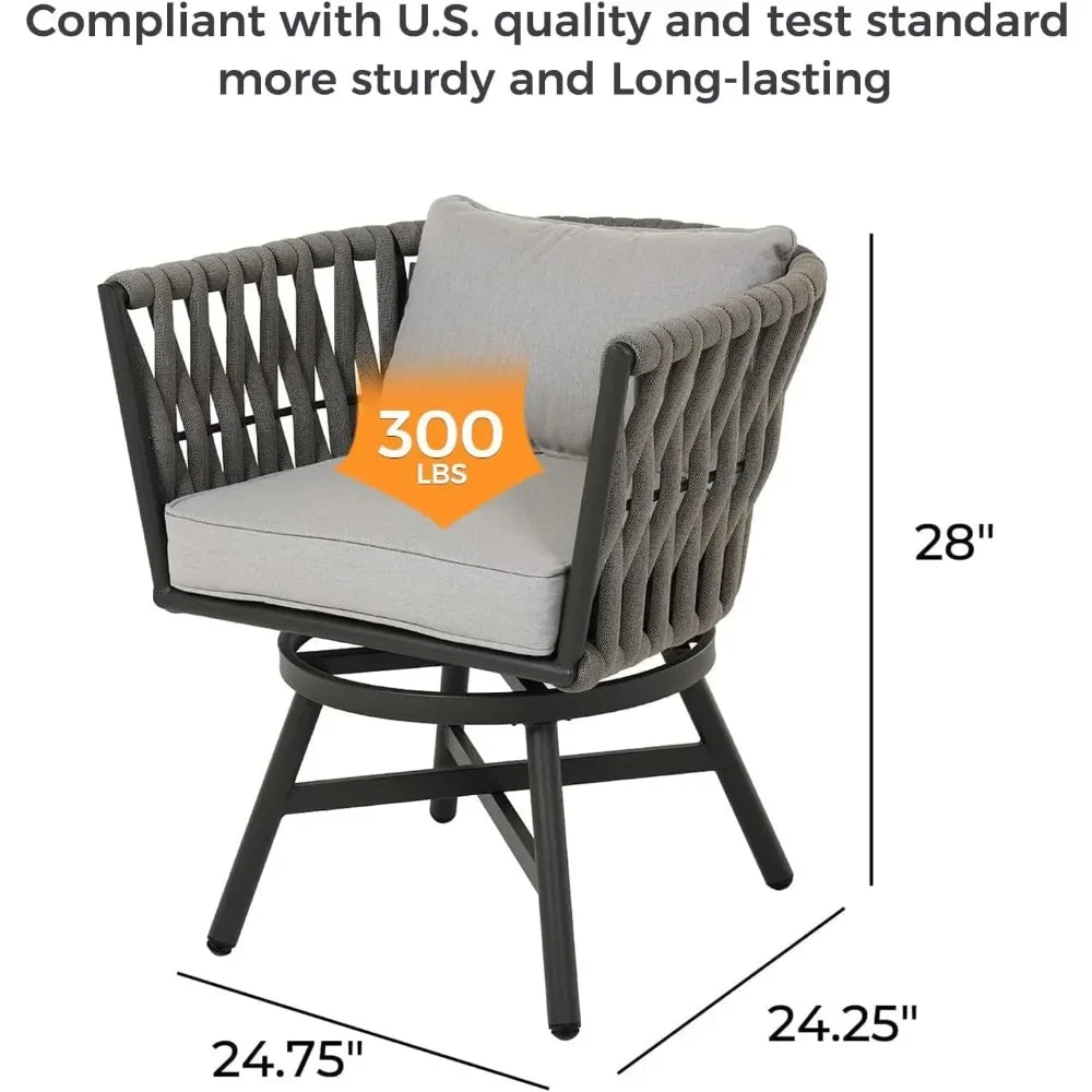 9-Piece Outdoor Dining Set for 8, Patio Dining Furniture Set for 8 Swivel Rope Wicker Chairs