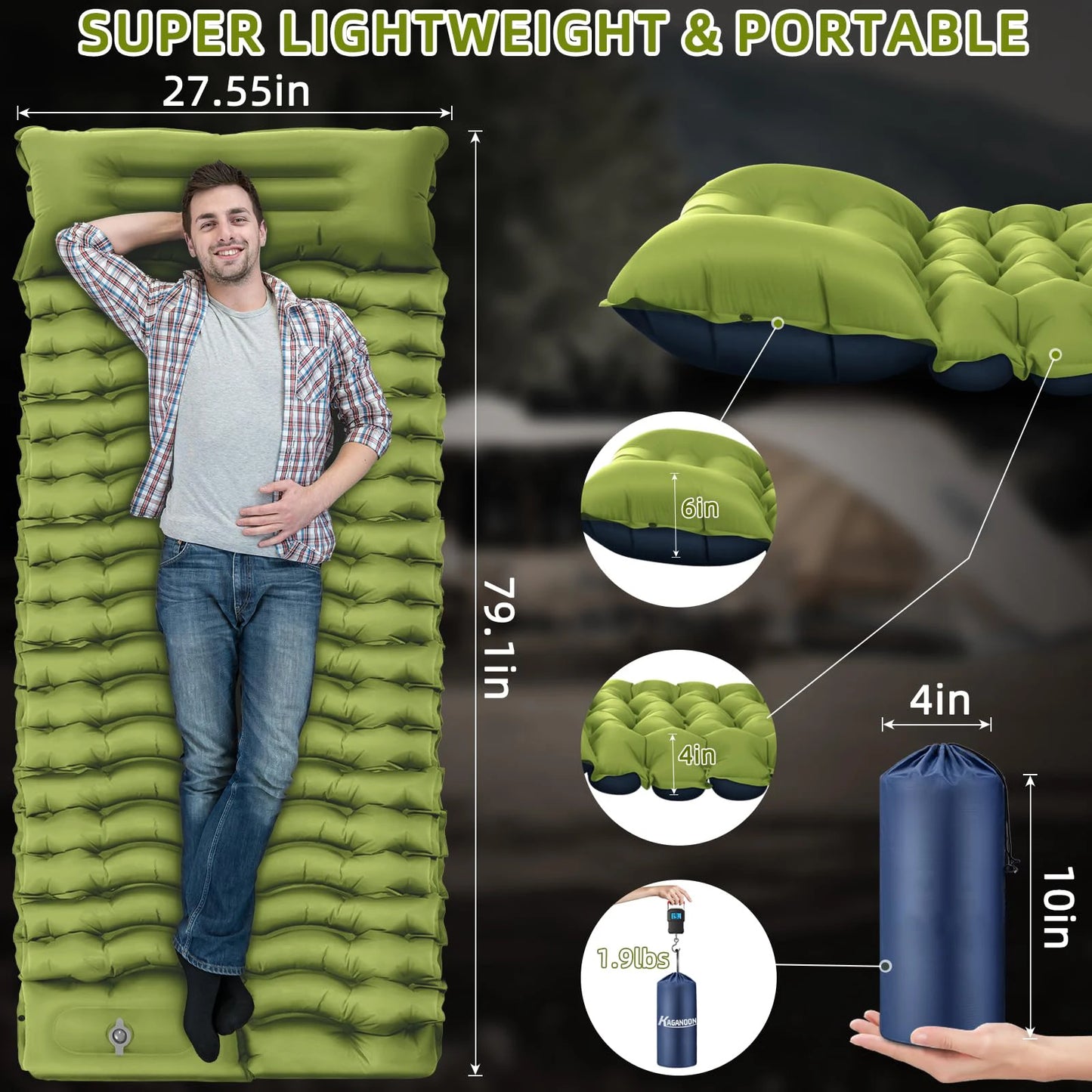 WestTune Inflatable Air Mattress For Camping With Pillow