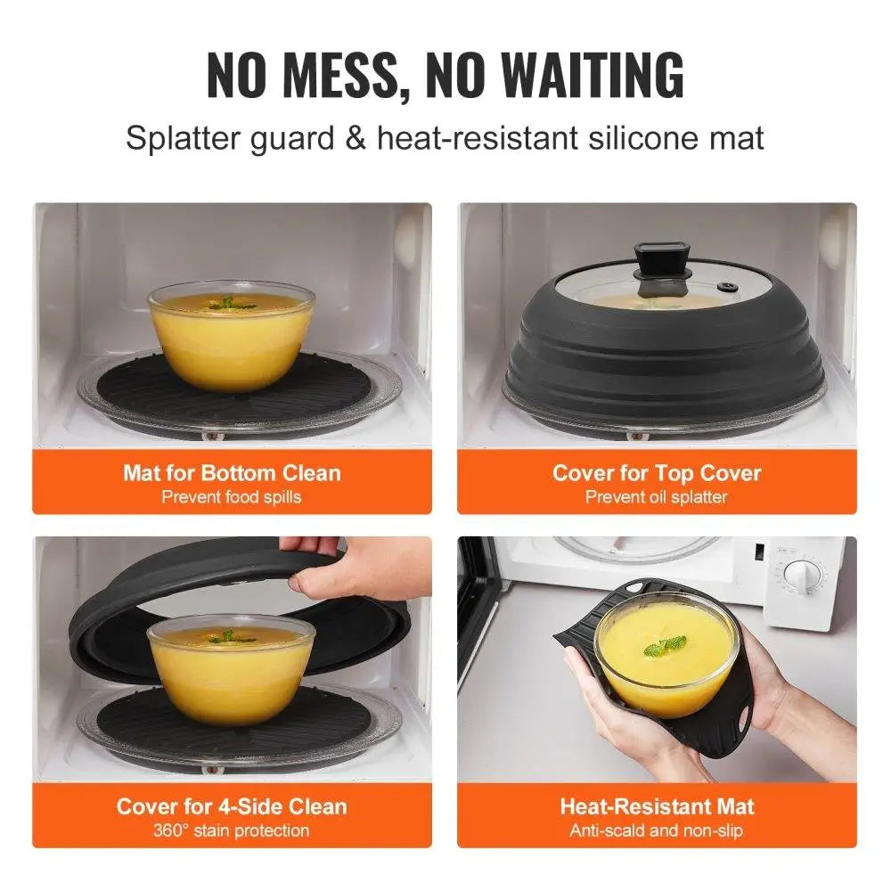 Microwave Splatter Cover Mat 10.8 Inch Collapsible Heat Resistant Lid
