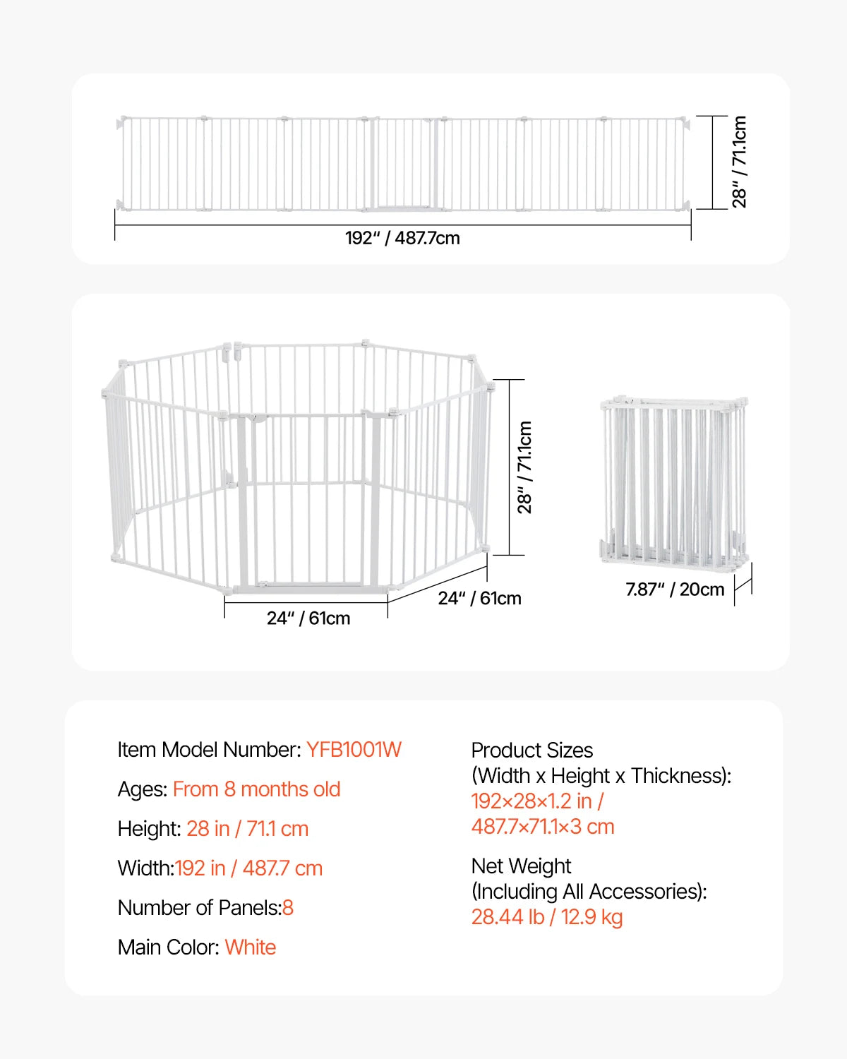 SucceBuy Baby Gate Walk Through Pressure Mount For Doorways
