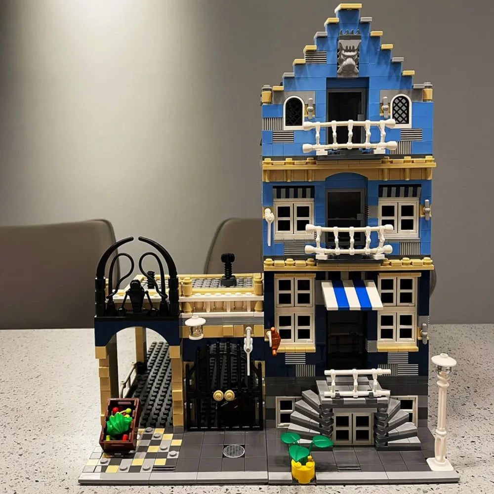 Creative Expert Brick Bank Cafe Corner Model MOC Street