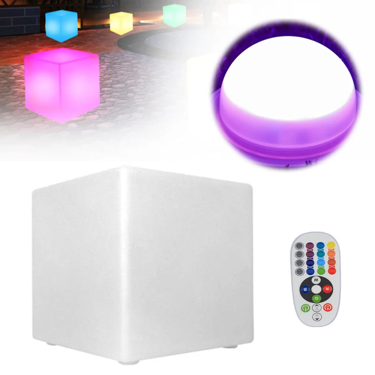 LOYALHEARTD 17" LED Cube Light Pub Bar Stool 16 RGB Colors Changing Chair Light with Remote Control Atmosphere Lamp