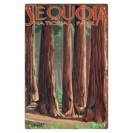 Retro National Park Forest Landscape Tin Wall Art Drilled