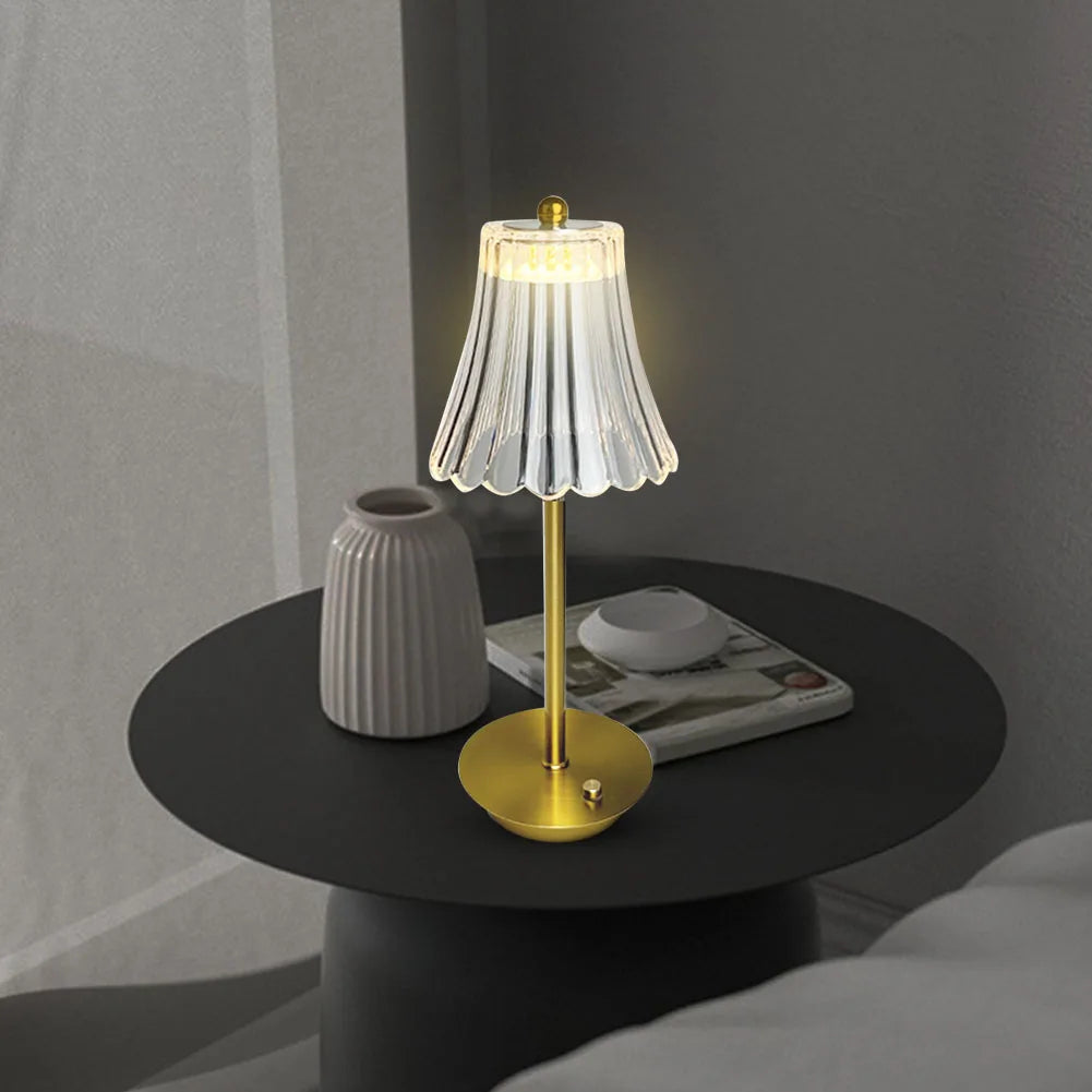 Acrylic Bedside Lamp Rechargeable Touch Control Nightstand Lamps Adjustable Dimmable Cordless for Home Furnishing Decoration
