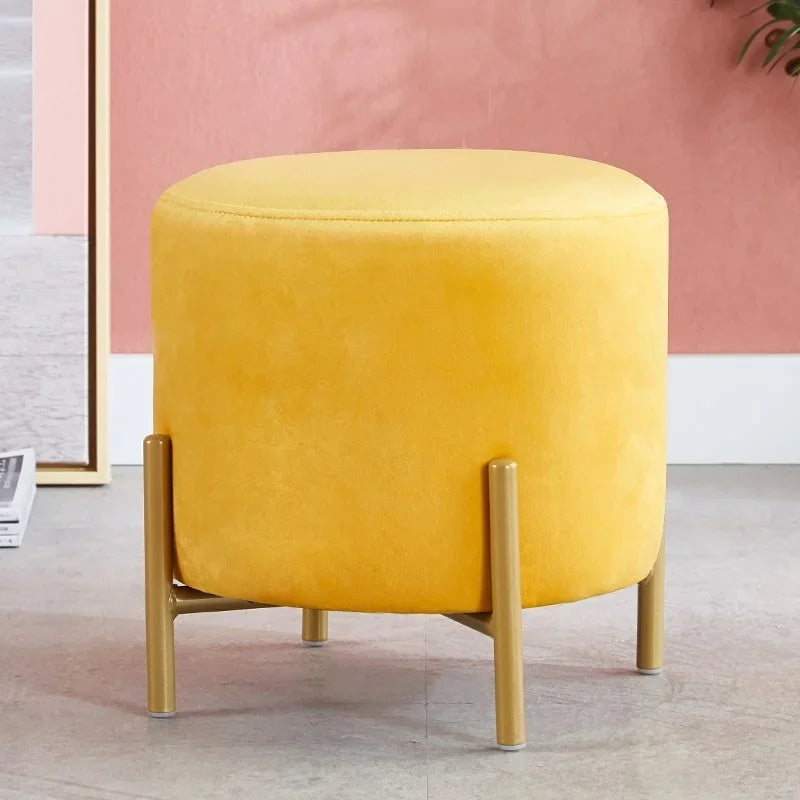 Velvet Dressing Stool With Gold Legs Tassel Ottoman Bench