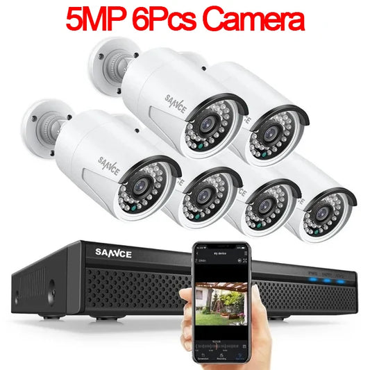 SANNCE 8CH 8MP Wired NVR POE Security Camera System 5MP IP66 Outdoor IR-CUT CCTV Canera Video Surveillance Video Recorder Kit