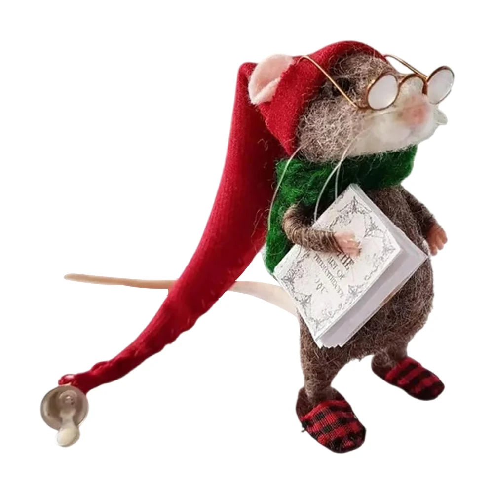 Mouse Doll Christmas Needle Felted Mouse Craft Decoration Needle Felted Christmas Cute Needle Felted Mouse Handmade Wool Felted